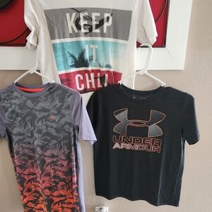 Under Armour Kids' Black and Orange Logo T-Shirt And 2 Old Navy T-Shirts